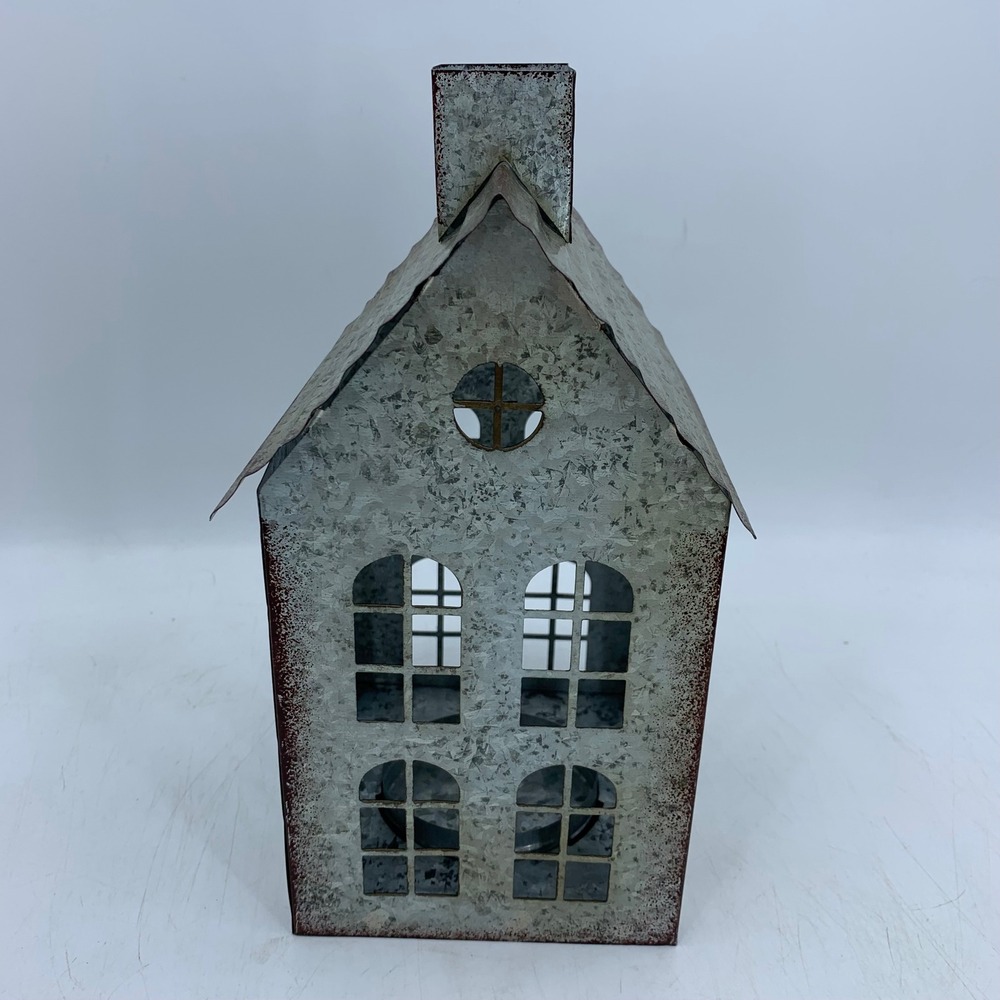 Pottery Barn Discontinued Galvanized Village House Candle Holder Farmhouse